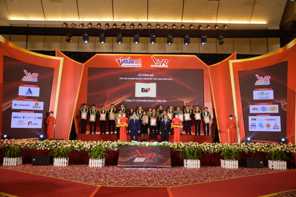 Nhựa Châu Âu lọt top 200 doanh nghiệp tư nhân lớn nhất Việt Nam theo bảng xếp hạng VNR500 2021