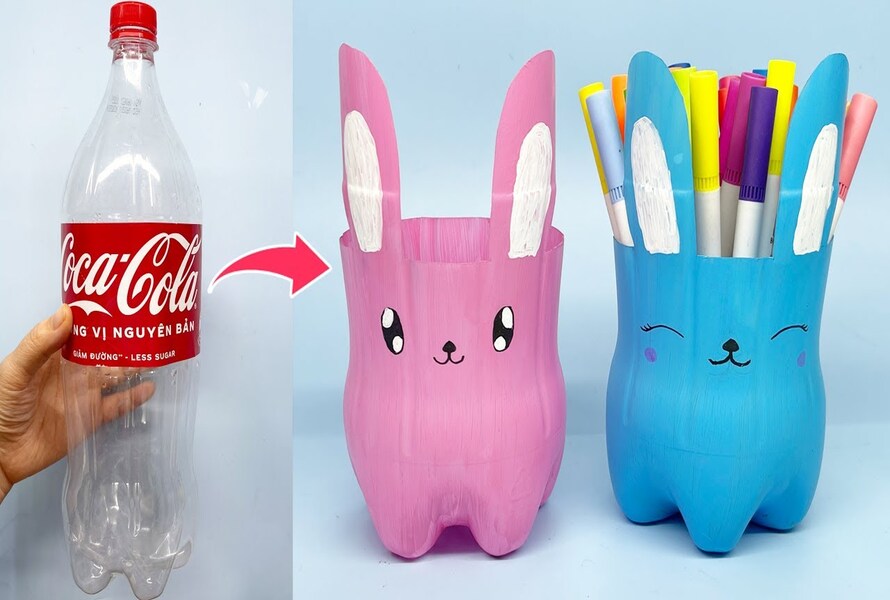 How to recycle plastic bottles into simple pencil cases