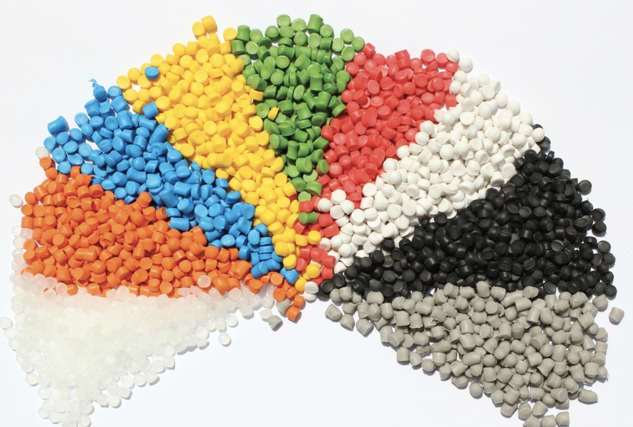 PVC plastic granules in various colors