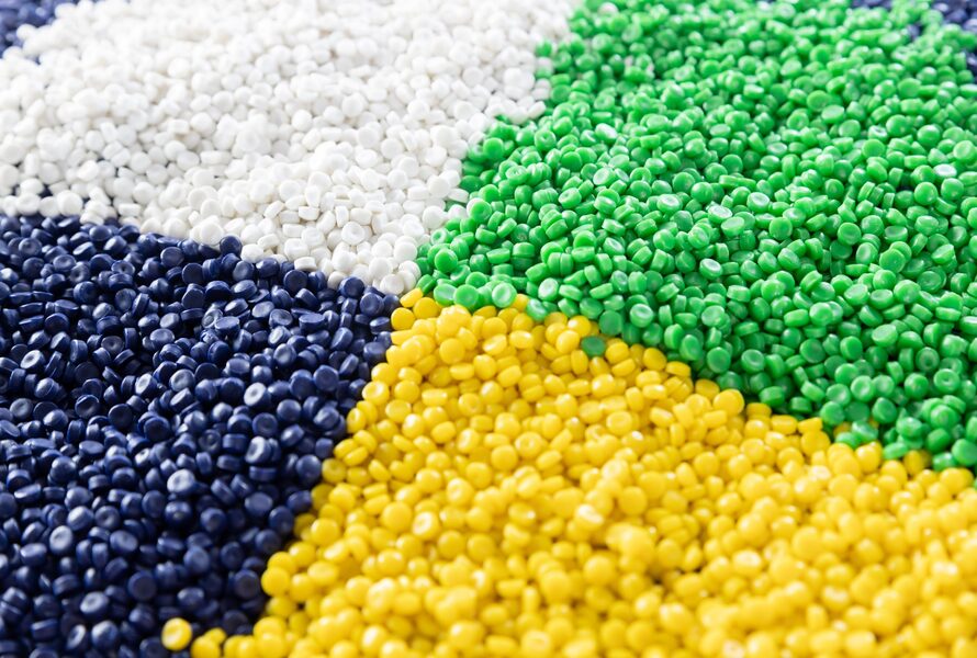 Recycled plastics are combined with additives to enhance properties and quality.