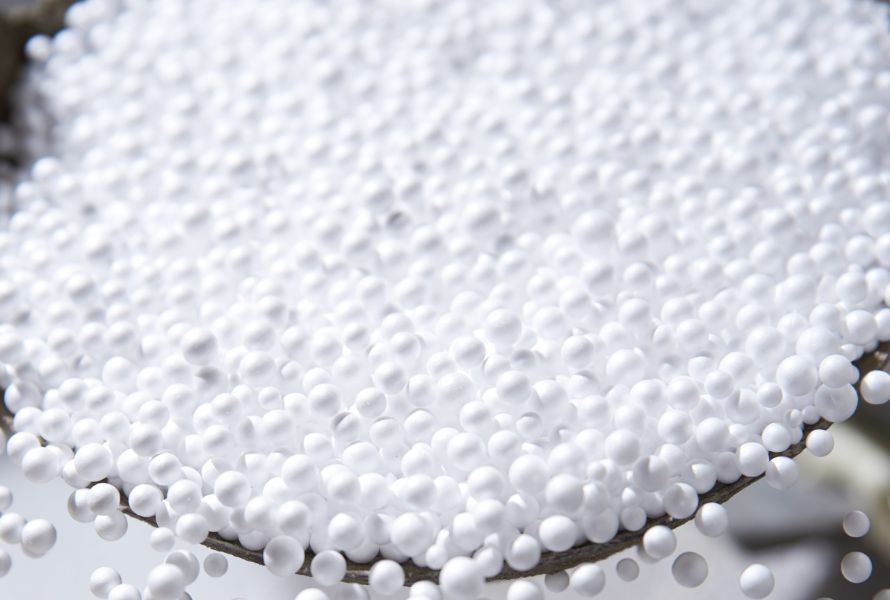 Polystyrene beads are the source of Expanded Polystyrene (EPS), a rigid foam plastic