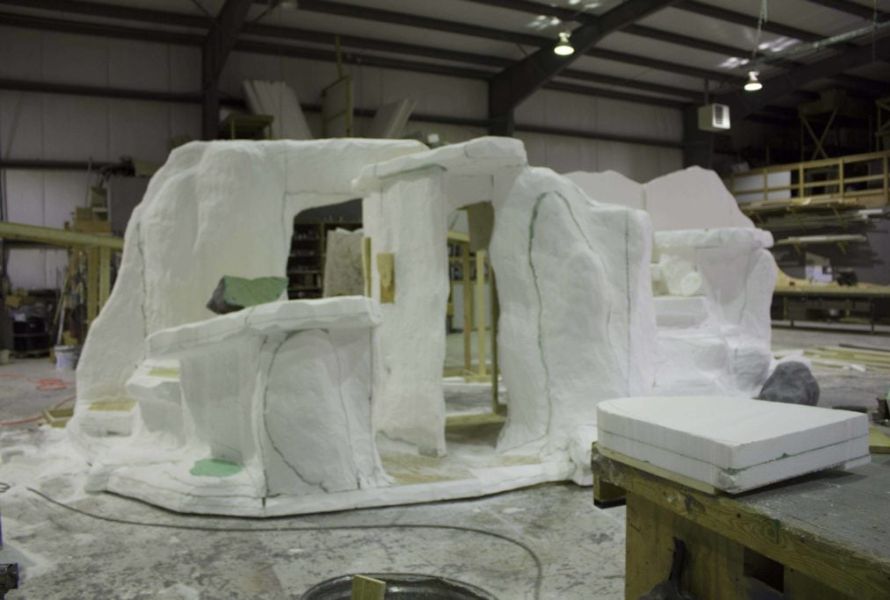 In the entertainment industry, expanded polystyrene foam is used to design stages and sets 