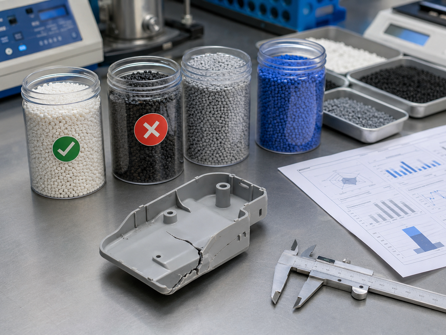 Different types of plastic raw materials and masterbatch used in production