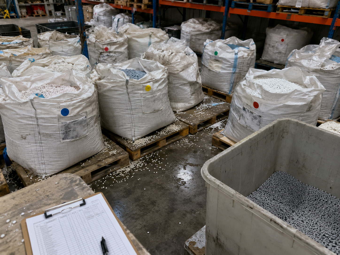 Improper storage and management of plastic raw materials