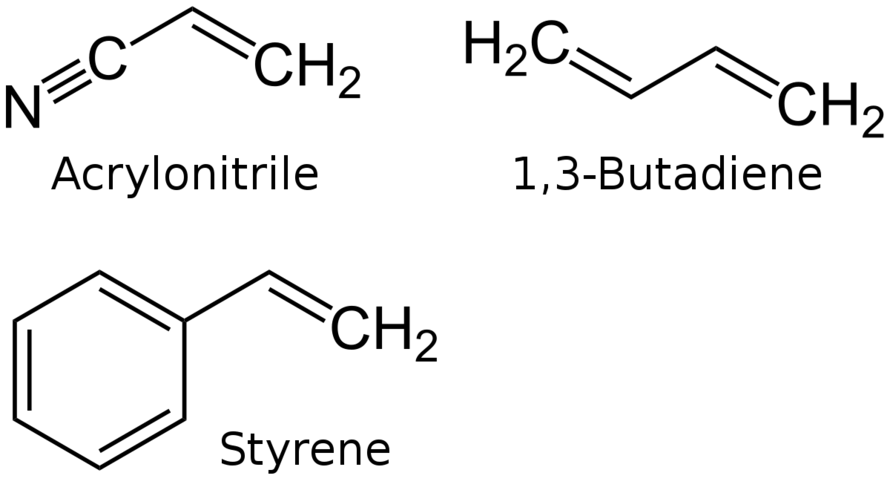 Công thức hóa học của acrylonitrile, butadiene và styrene
