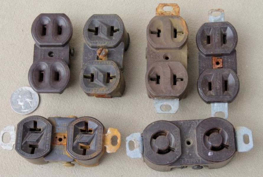 Old bakelite electrical sockets